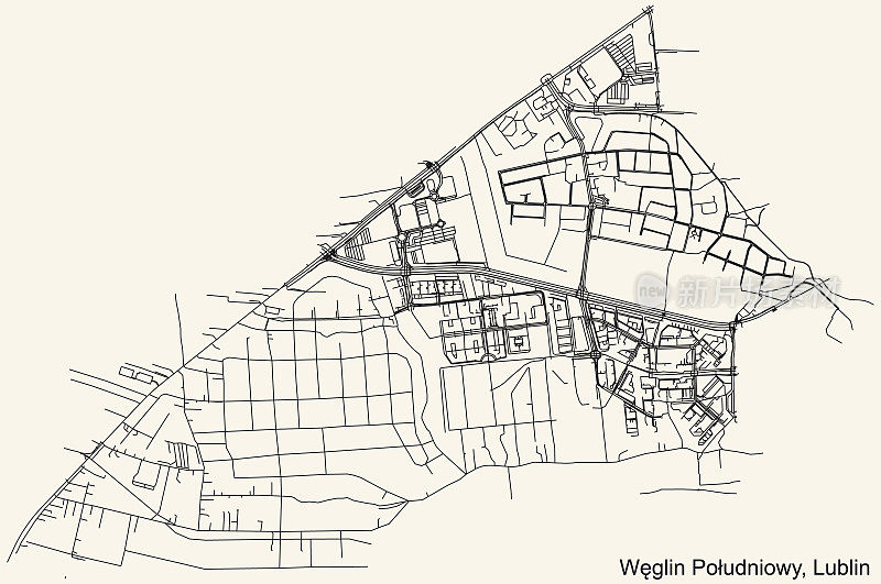 波兰卢布林Węglin Południowy区街道地图